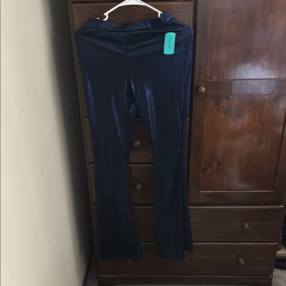 Shiny Black Flared Pants - Picture 1 of 4